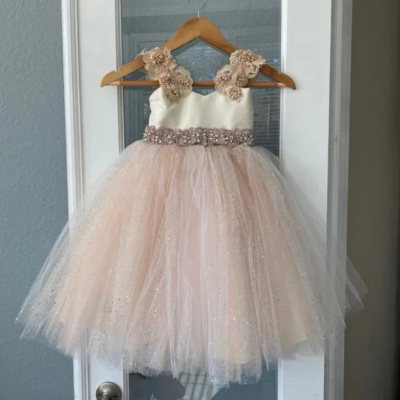 Amalee Accessories | Dresses | Amalee Sparkling Flower Girl Pageant Dress  Rose Gold Fg56b | Poshmark